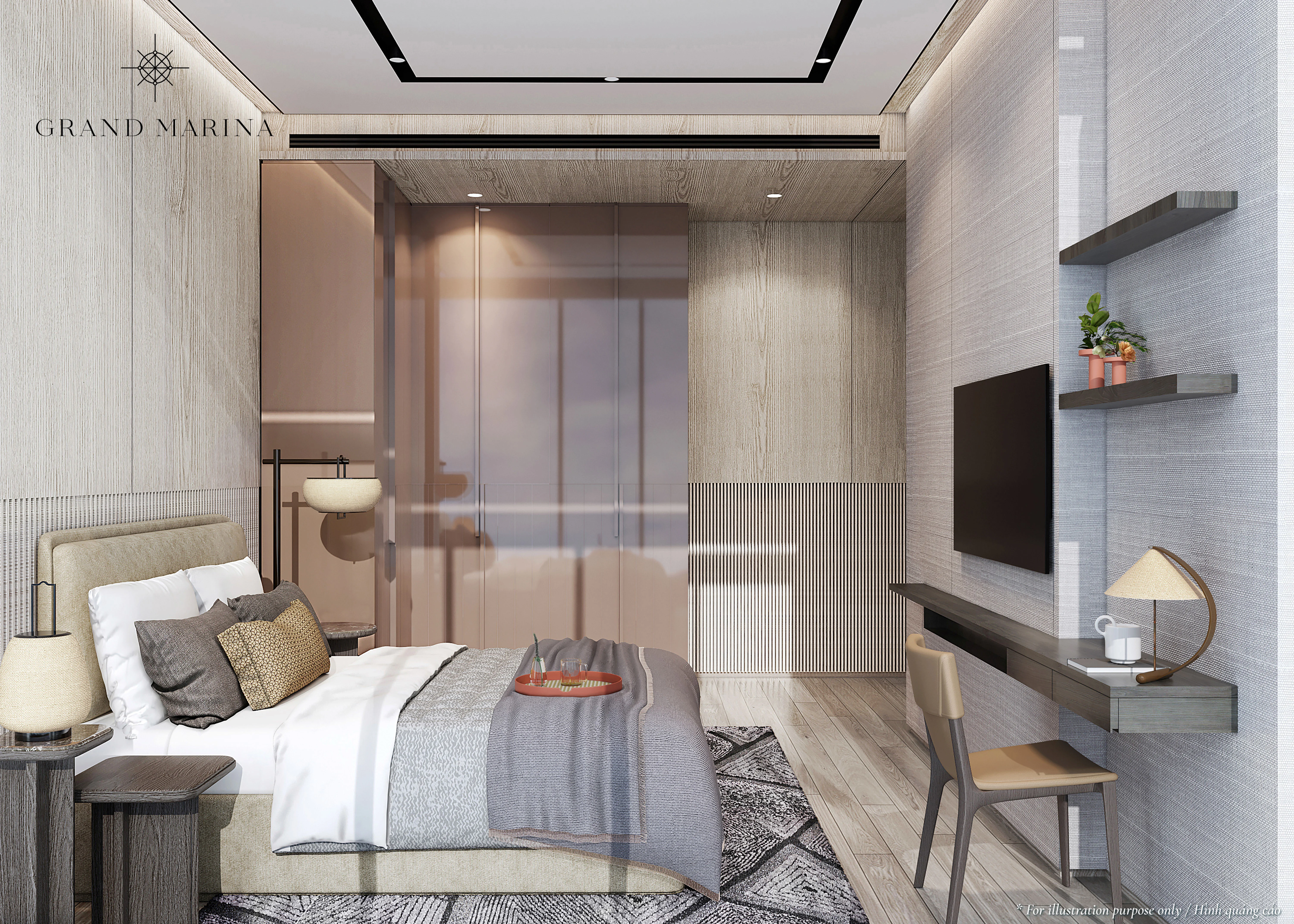 Phòng ngủ căn 1PN Grand Marina Saigon