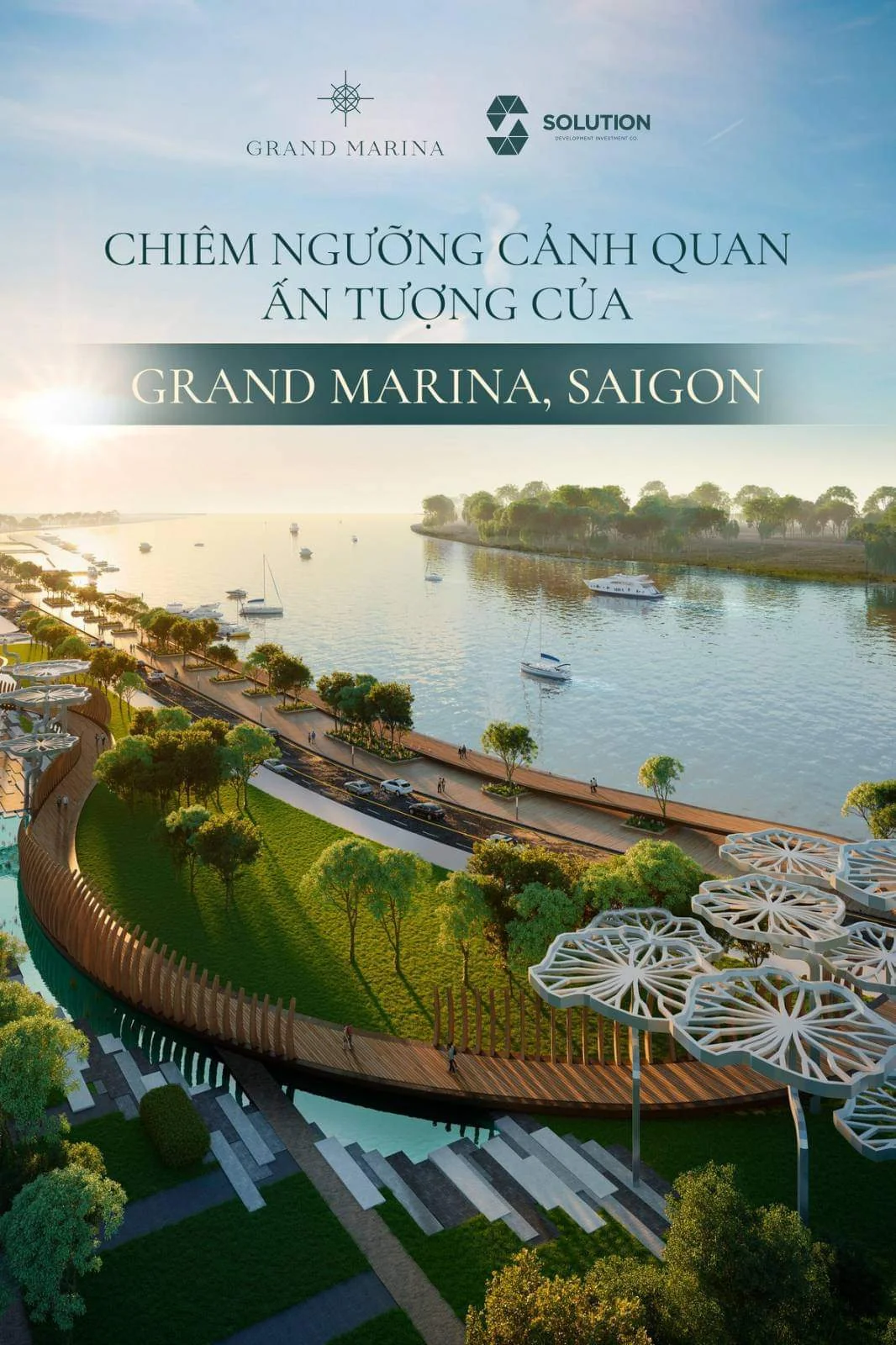 Hồ bơi vô cực hướng sông Sài Gòn trên tầng cao Grand Marina Saigon Quận 1