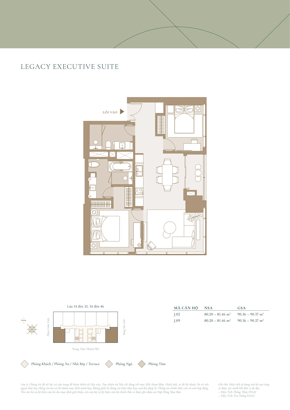 Mặt bằng căn 2 phòng ngủ J.09 tòa Cove Grand Marina Saigon — NSA 80.20–81.46 m²