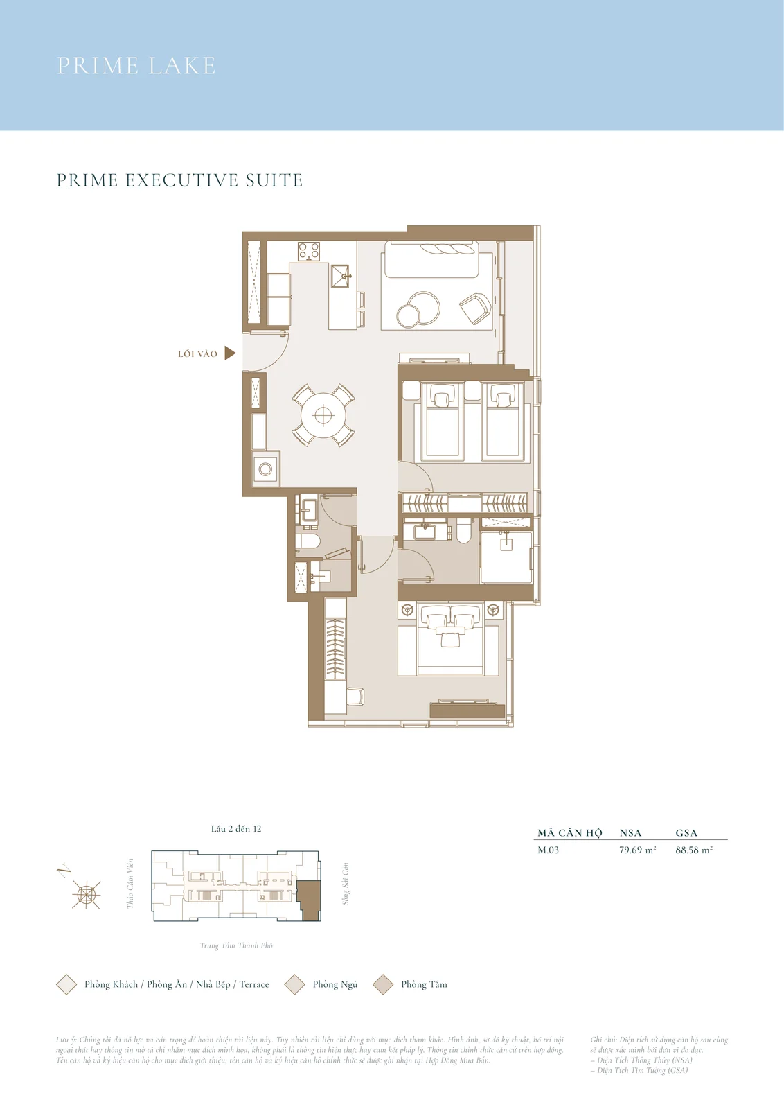 Mặt bằng căn 2 phòng ngủ M.03 tòa Lake Grand Marina Saigon — NSA 79.69 m²